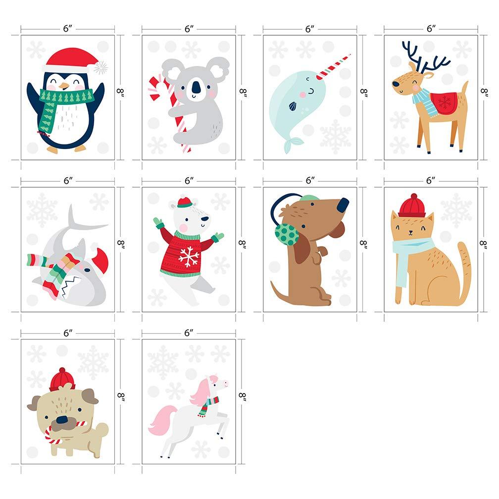 Paper Riot Co. Snow Animals Cute Characters Christmas Holiday Wall Stickers Removable Adhesive for Classroom Kids Room Nursery Bedroom Home Decor 66 Count Decals