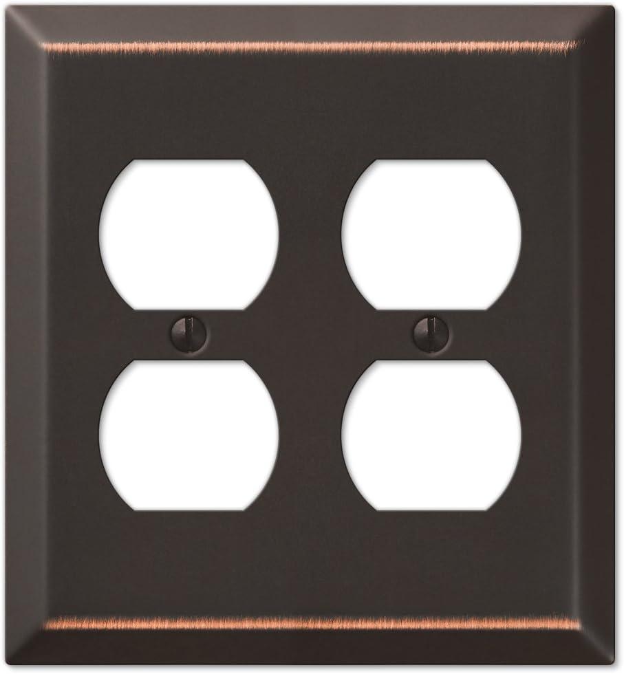 Amerelle Century Aged Bronze 2 gang Stamped Steel Duplex Wall Plate 1 pk