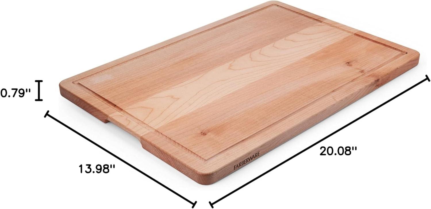 Farberware Maple Wood Cutting Board With Juice Groove and Handles, 14x20-Inch, Natural