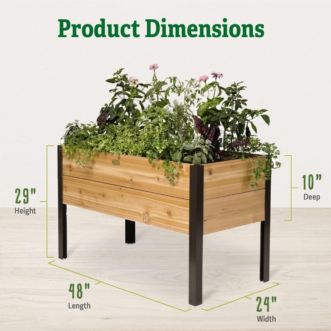 Gardener's Supply Company Raised Garden Bed Elevated Cedar Planter Box | 2' x 4' Heavy Duty Standing Garden Planters for Outdoor Plant Vegetables & Flower Gardening Perfect for Patio, Lawn & Backyard