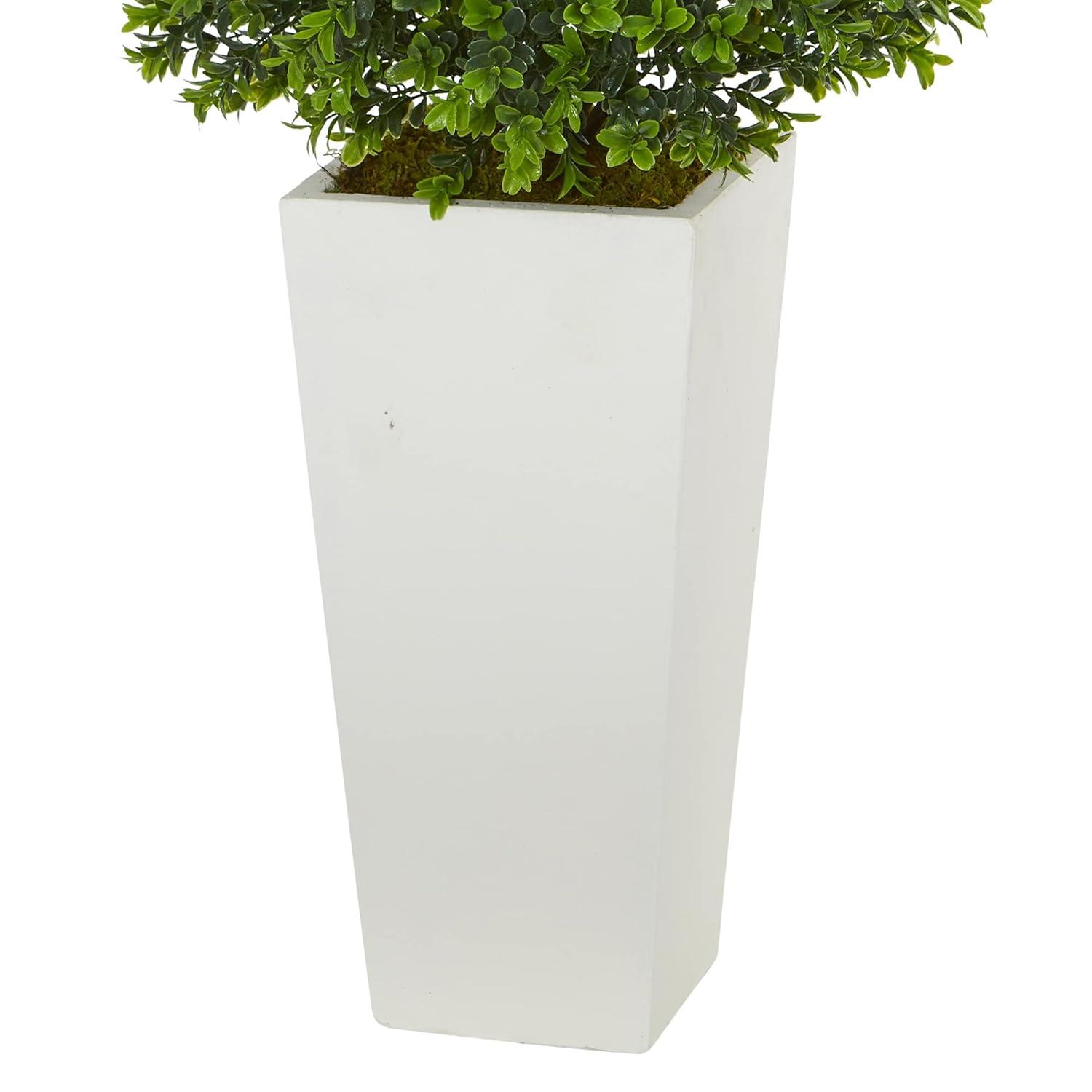 Primrue Sweet Grass Artificial Plant in White Tower Planter (Indoor/Outdoor)