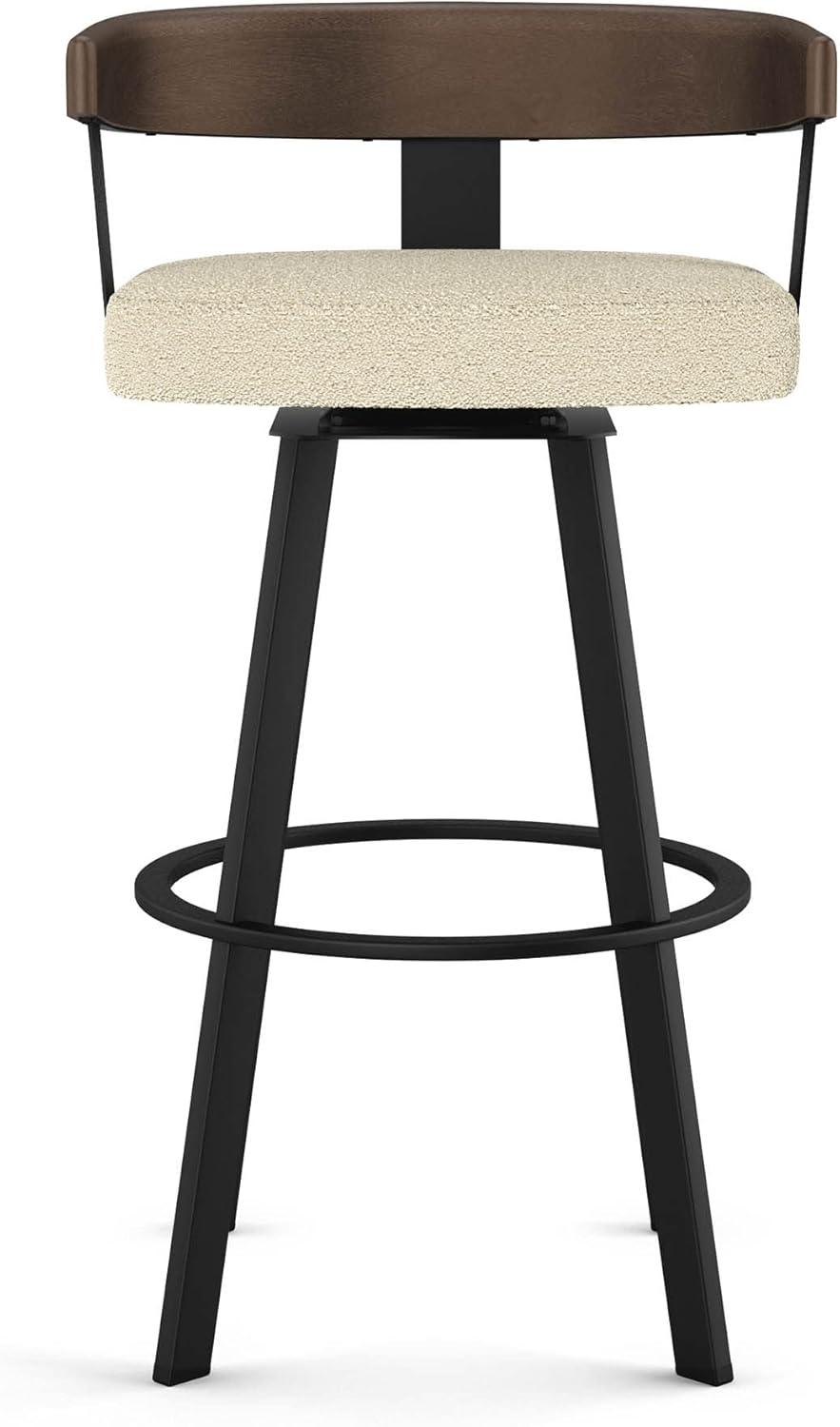 Lars 26 in. Cream Boucle Polyester/Black Metal Swivel Counter Stool