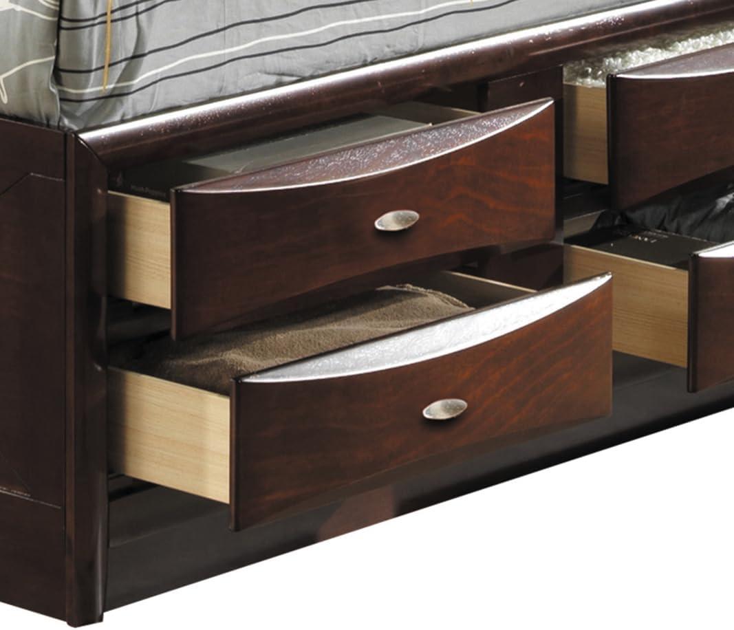 Ireland 91" Queen Bed Espresso - Acme Furniture: Brushed Nickel Hardware, Platform Storage, Microfiber Upholstery