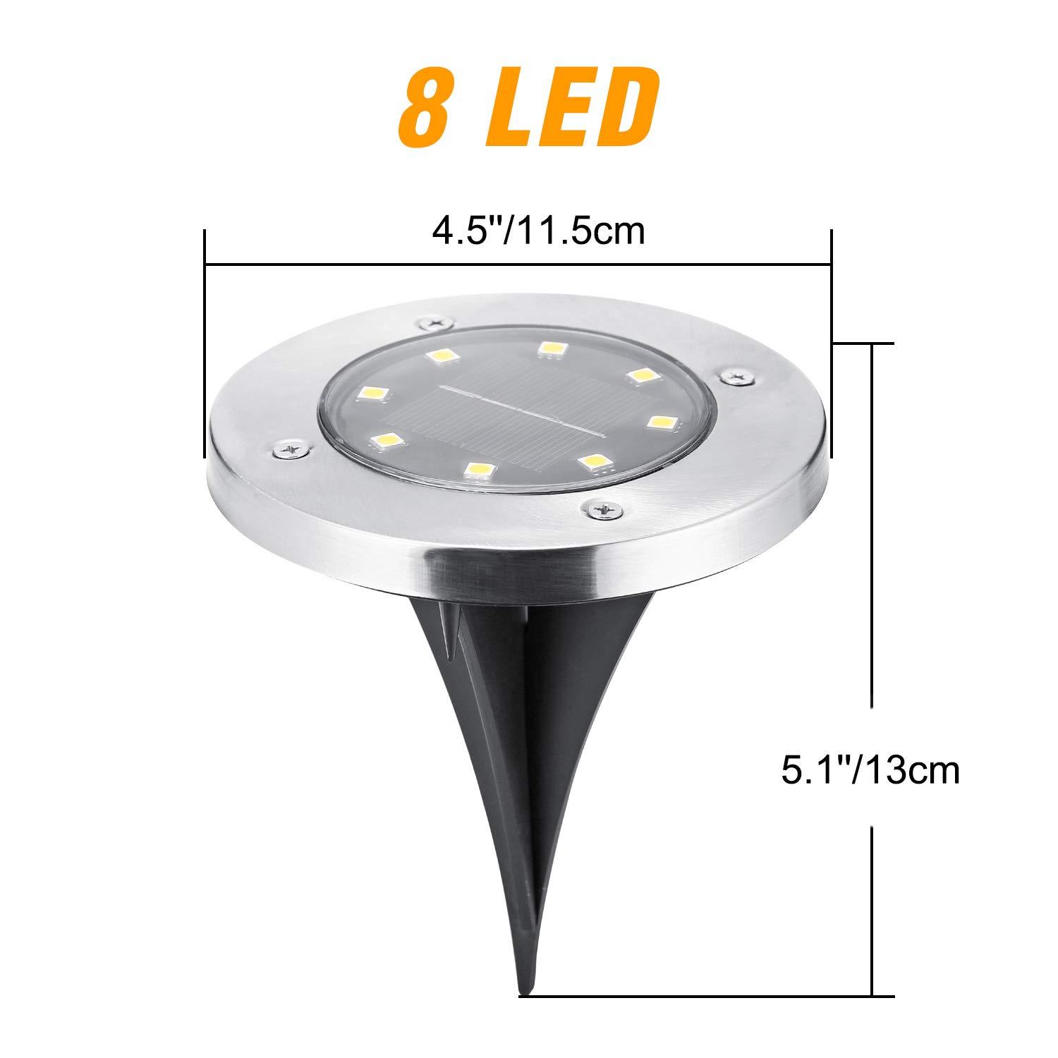 12 Pack Solar Ground Lights, 8 LED Solar Powered Disk Lights Outdoor Waterproof Garden Landscape Lighting for Yard Deck Lawn Patio Pathway Walkway