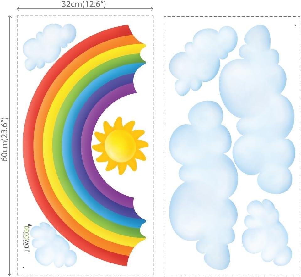 DECOWALL SG2-1713 Rainbow and Clouds Kids Wall Stickers Wall Decals Peel and Stick Removable Wall Stickers for Kids Nursery Bedroom Living Room décor