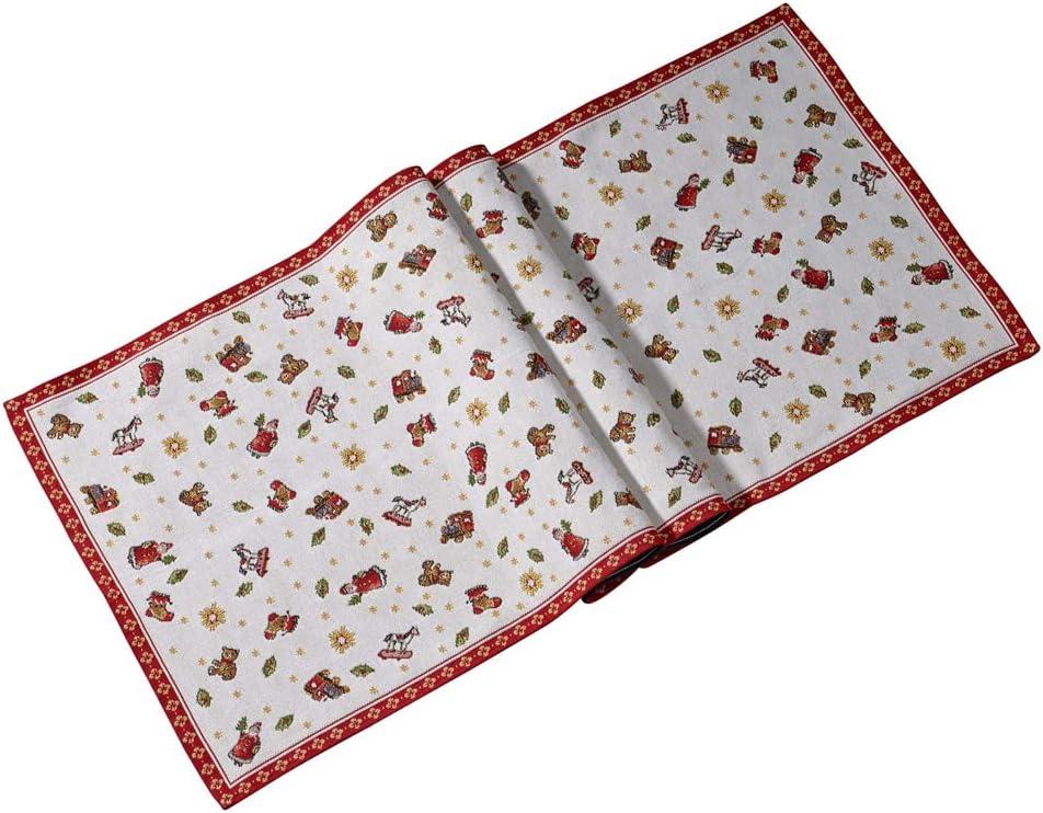 Toy's Delight Red and White Cotton Blend Christmas Table Runner