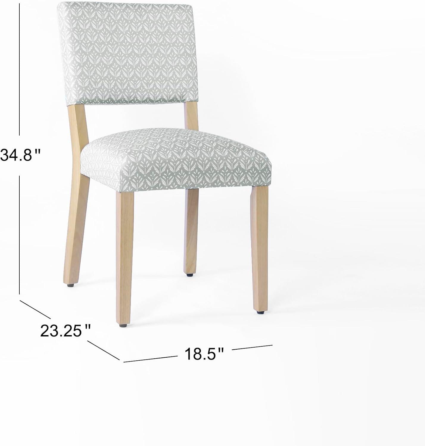 Light Gray Upholstered Parsons Side Chair with High Wood Legs