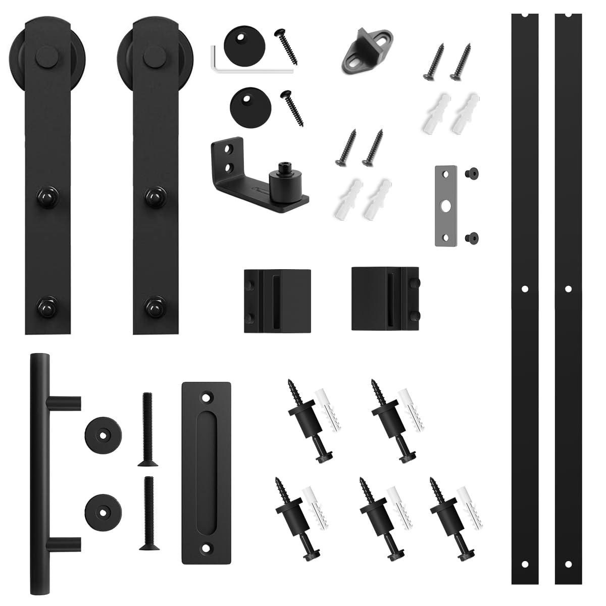 MARLIN MANUFACTURING COMPANY, INCORPORATED 6FT Sliding Barn Door Hardware Kit For Single Wood Door, Smoothly And Quietly, Easy To Install Fit 35" Wide And 1.18"-1.96" Thickness Door Panel, Includes Installation Instruction