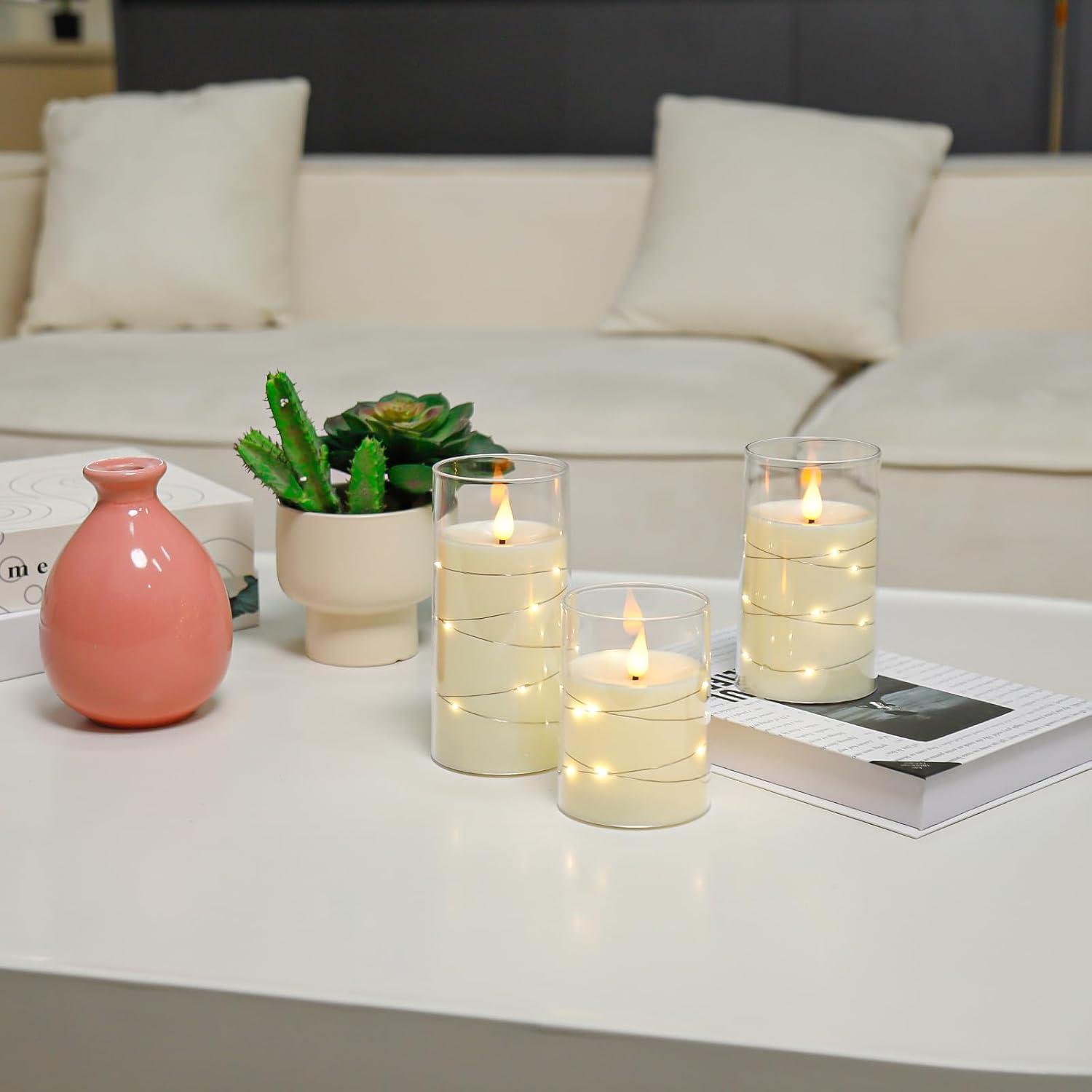 Aignis Indoor Flameless LED Candles Battery Operated with Remote Timer and Wax-Like Shell for Home/Wedding/Holiday Decor, Set of 2(D 2.95" x H 6")