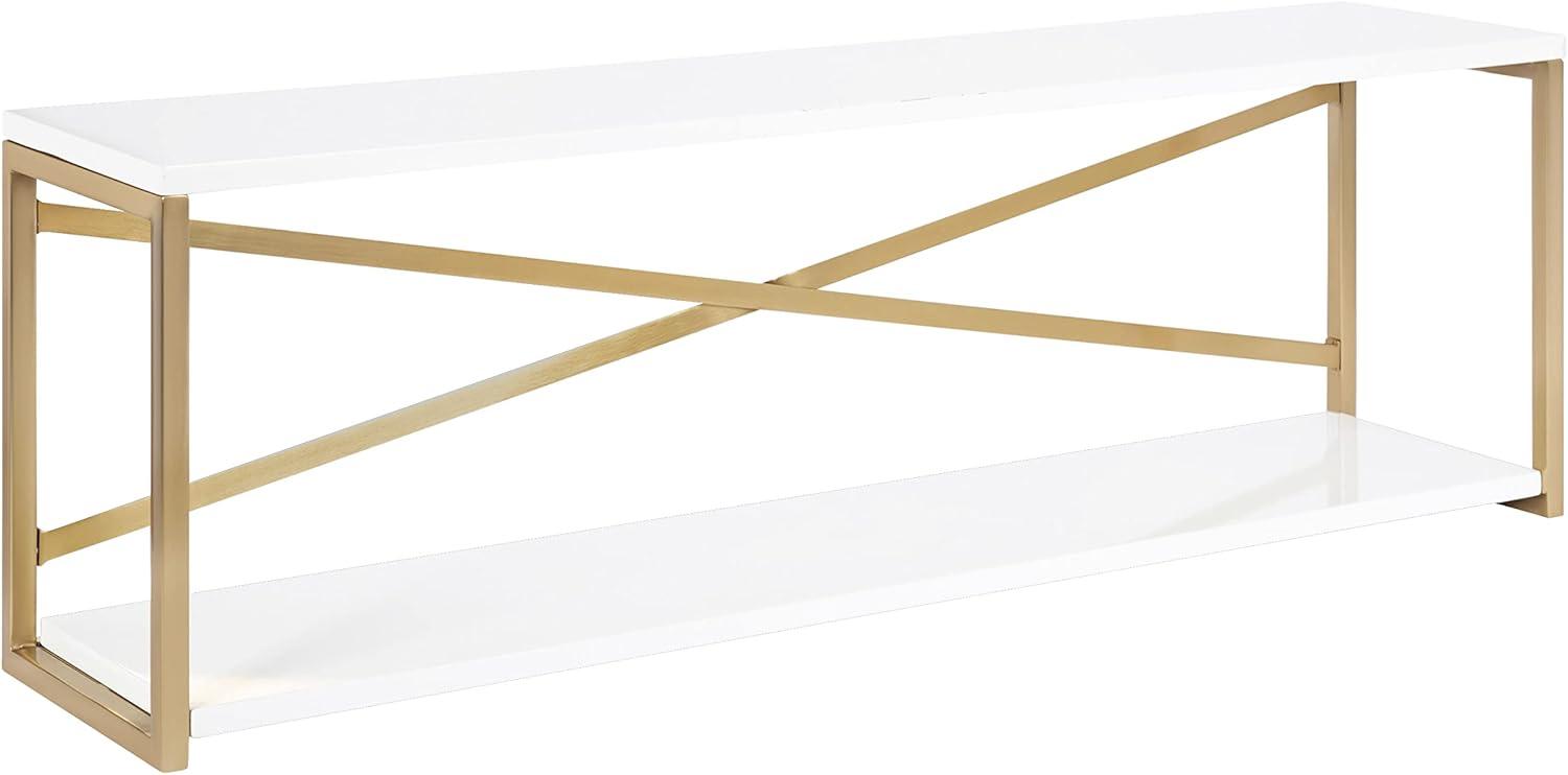 Kate & Laurel All Things Decor 36"x12"x8" Ascott 2-Tier Wall Shelf White - Modern Glam Decor, Keyhole Hangers
