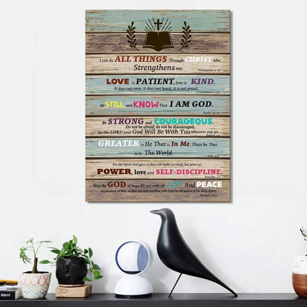 Rustic Farmhouse Bible Verse Canvas Wall Art