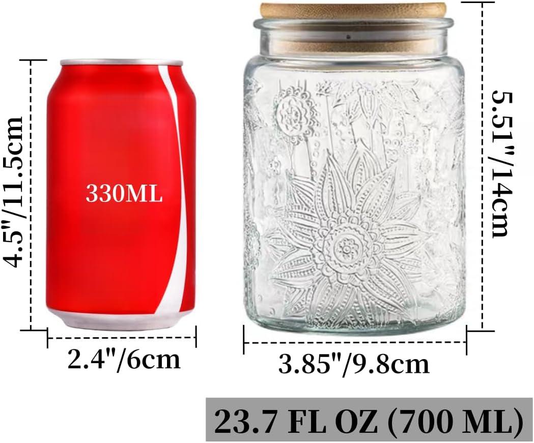 Glass Jar With Lid Vintage Suit Relief Large Capacity Home Kitchen Counter Pantry Sealing Tank