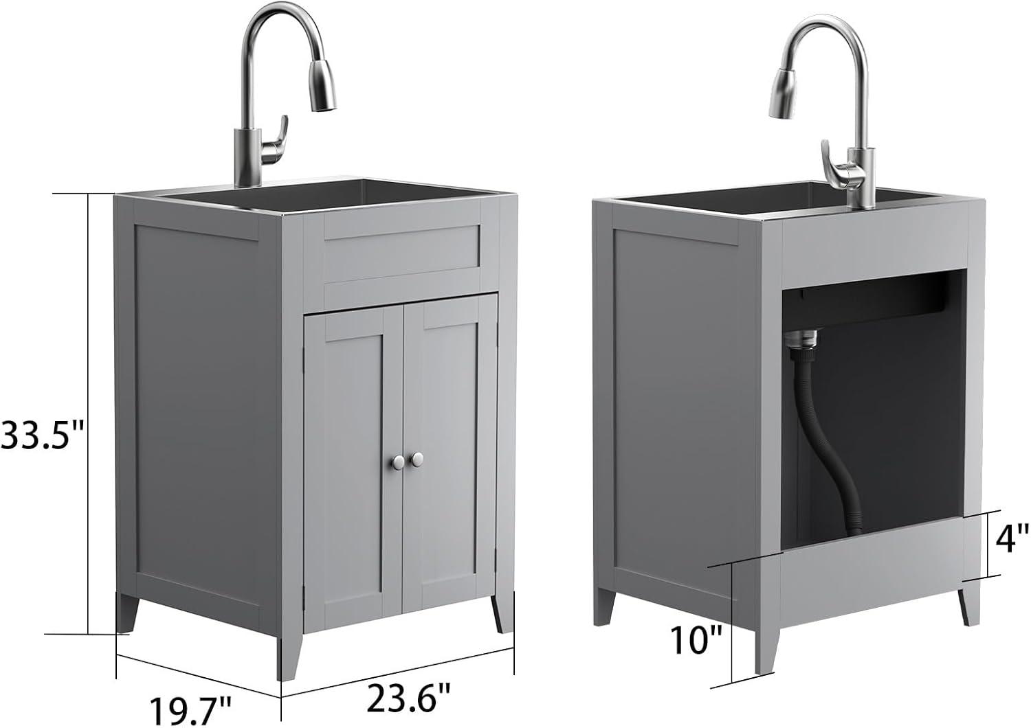 Ktaxon Gray Stainless Steel 72.6 lb Utility Sink