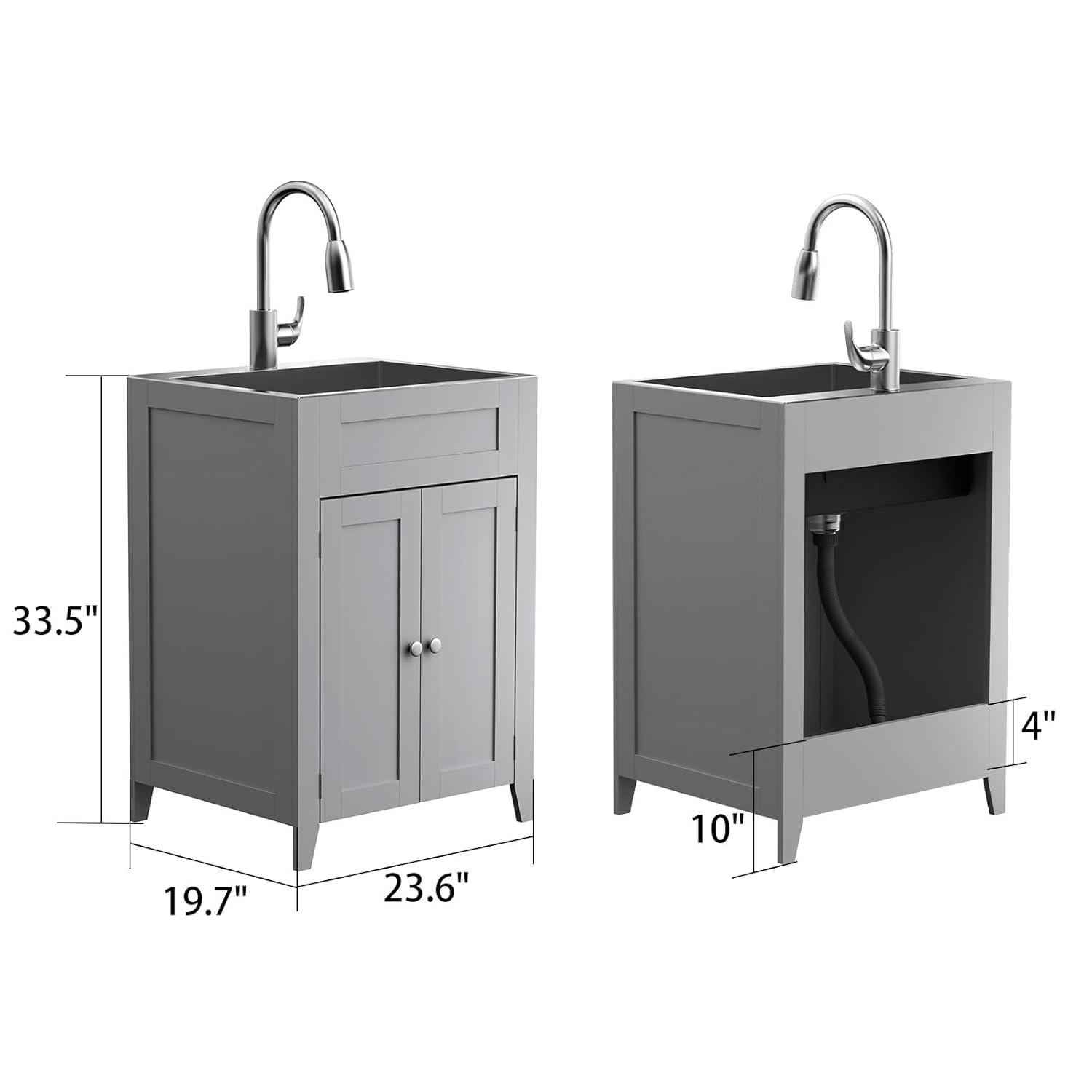 Ktaxon Gray Stainless Steel 72.6 lb Utility Sink