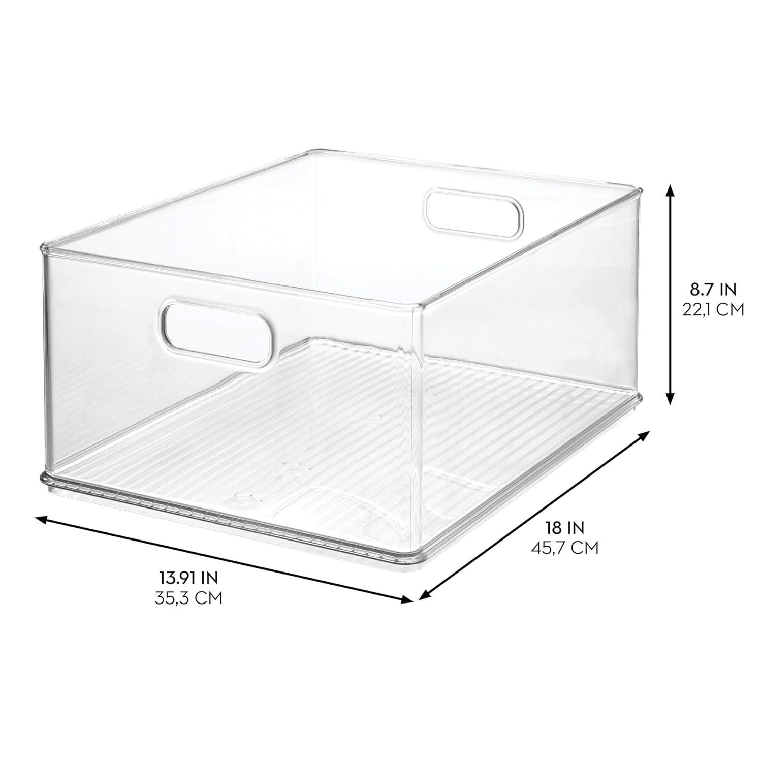 iDesign Plastic Stackable Storage Bin, 18" L X 13.91" W X 8.5" H, Clear