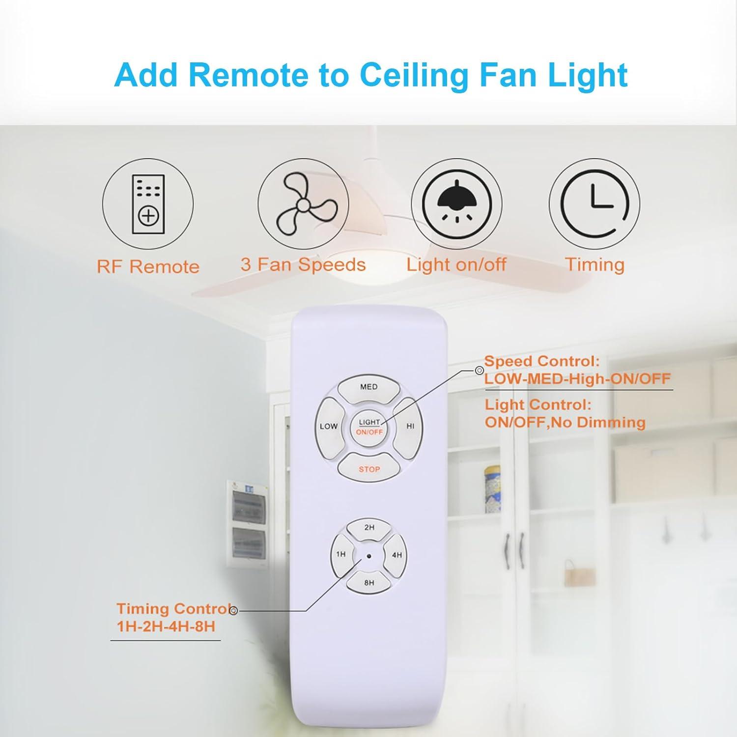New Smaller Size Universal Ceiling Fans Light Remote Control Kit,3-in-1 Ceiling Fan Light Timing & Speed Remote for Hunter/Harbor Breeze/Westinghouse/Honeywell/Other Ceiling Fan lamp