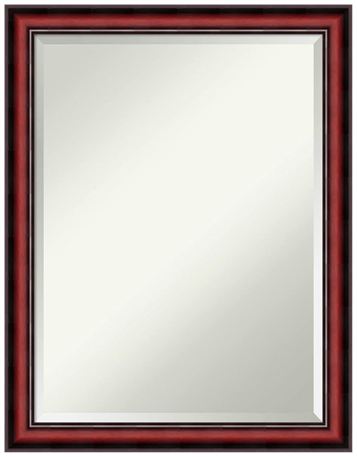 Amanti Art Rubino Cherry Scoop Beveled Wood Wall Mirror 27 x 21 in.