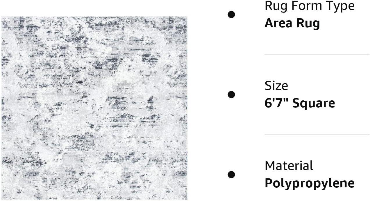 SAFAVIEH Amelia Alastar Abstract Distressed Area Rug, Grey/Ivory, 6'7" x 6'7" Square