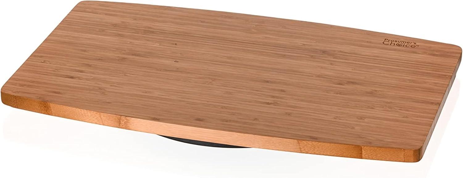 Prosumers Choice | Natural Bamboo TV Swivel Center Stand for TV, 21-Inch Base, Black 360Â° Rotation