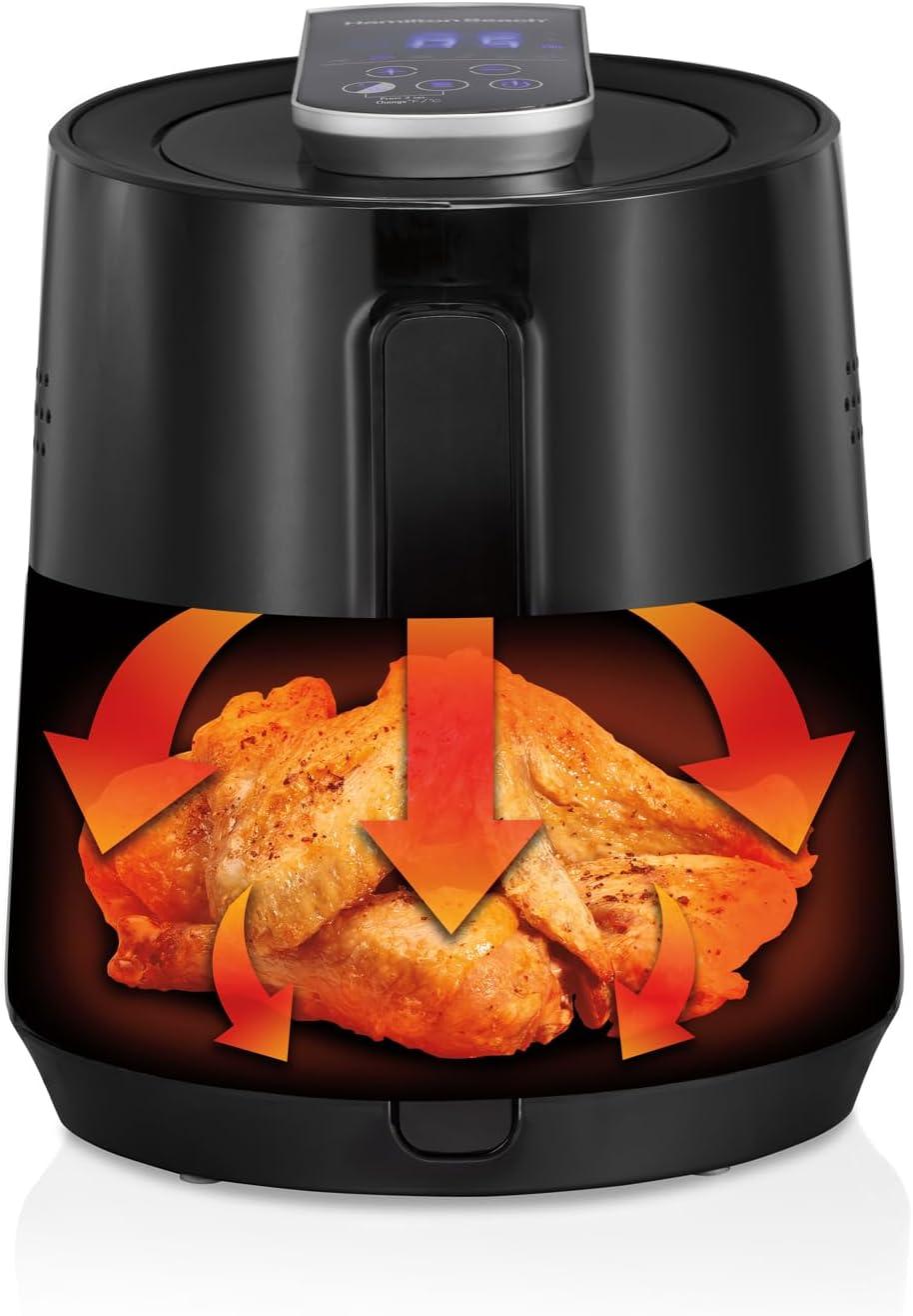 Hamilton Beach Air Fryer Oven 3.7 Quarts, Digital with 6 Presets, Easy to Clean Nonstick Basket, Black 35050