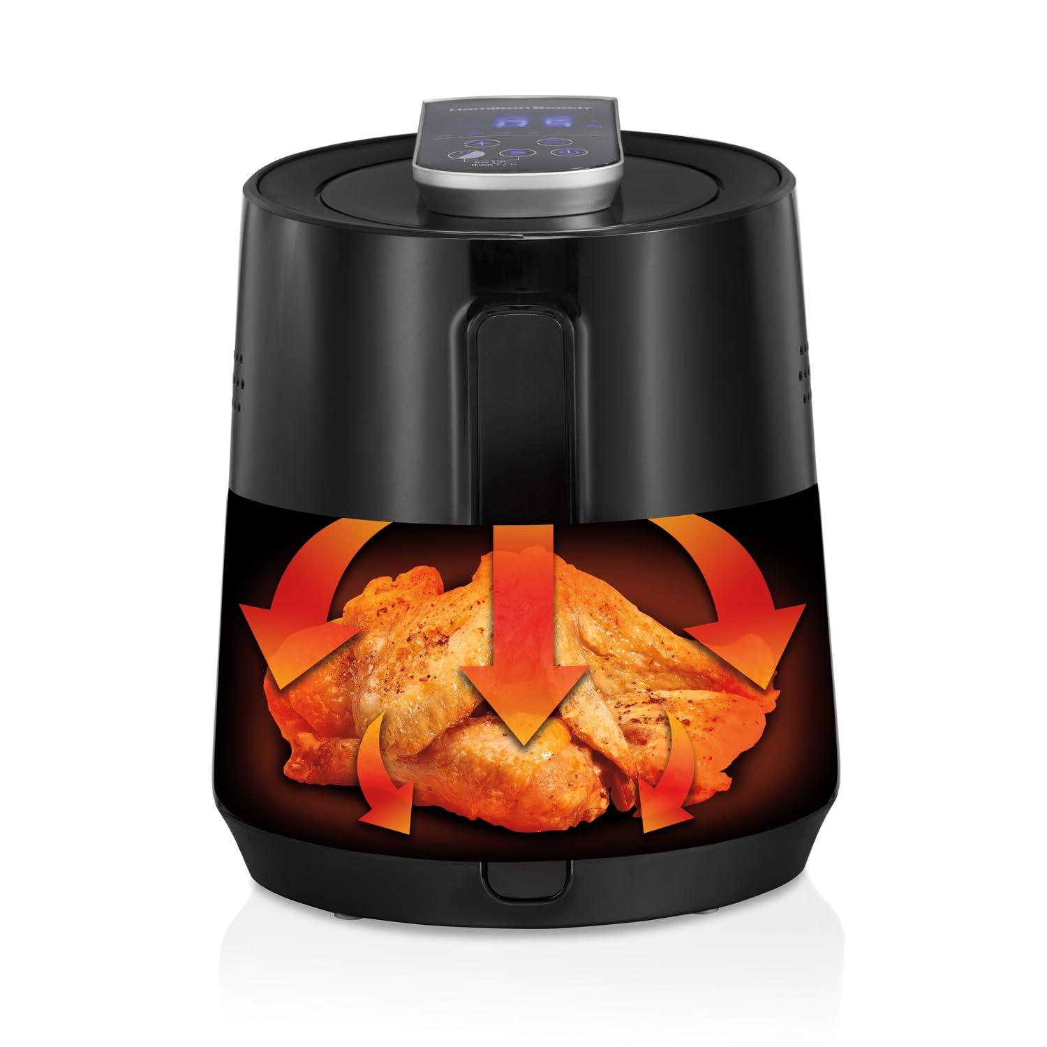 Hamilton Beach Air Fryer Oven 3.7 Quarts, Digital with 6 Presets, Easy to Clean Nonstick Basket, Black 35050