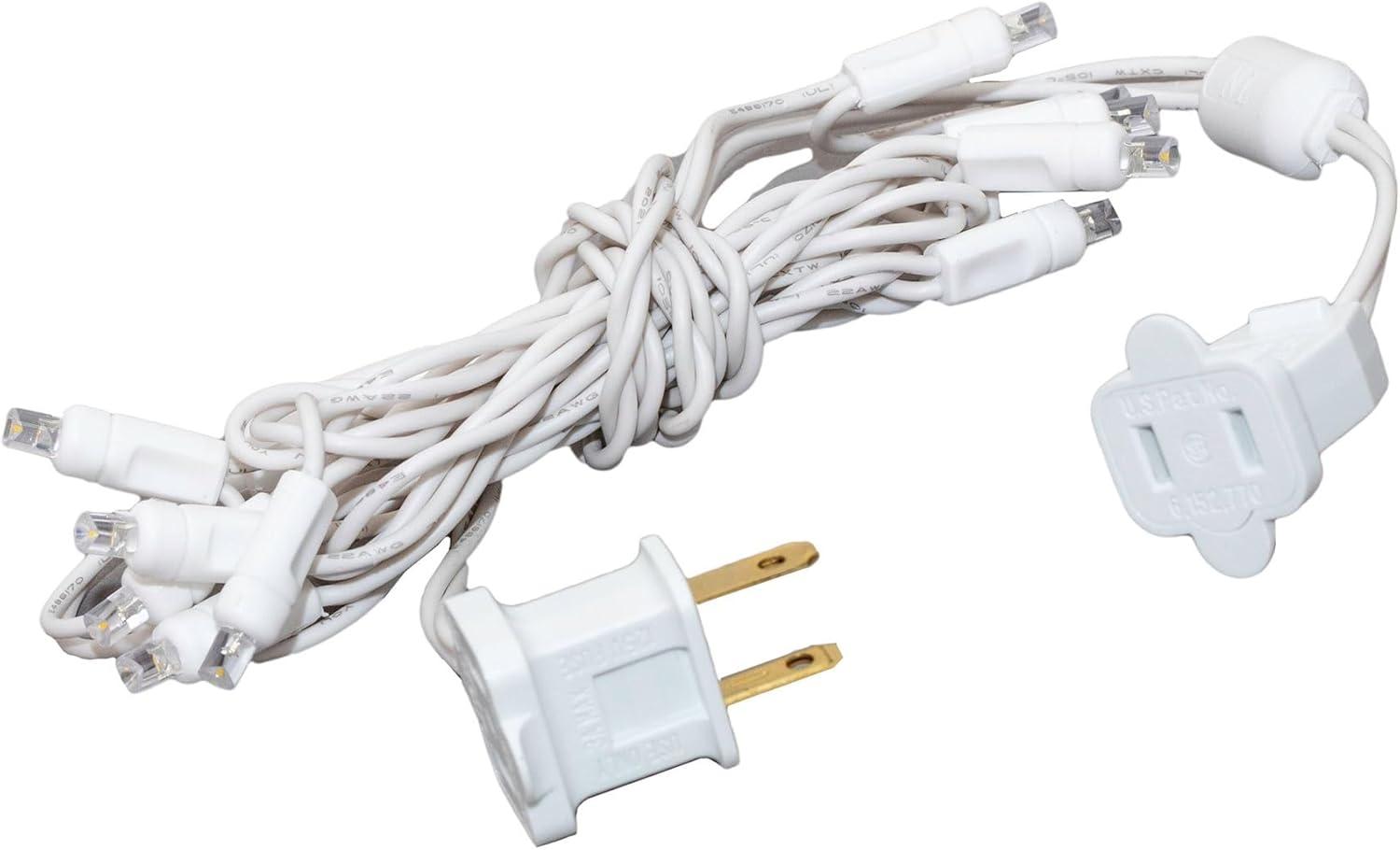 Novelty Lights 10 Light Warm White LED Christmas Craft Mini Light Set Connectable (White Wire, 5 Feet)