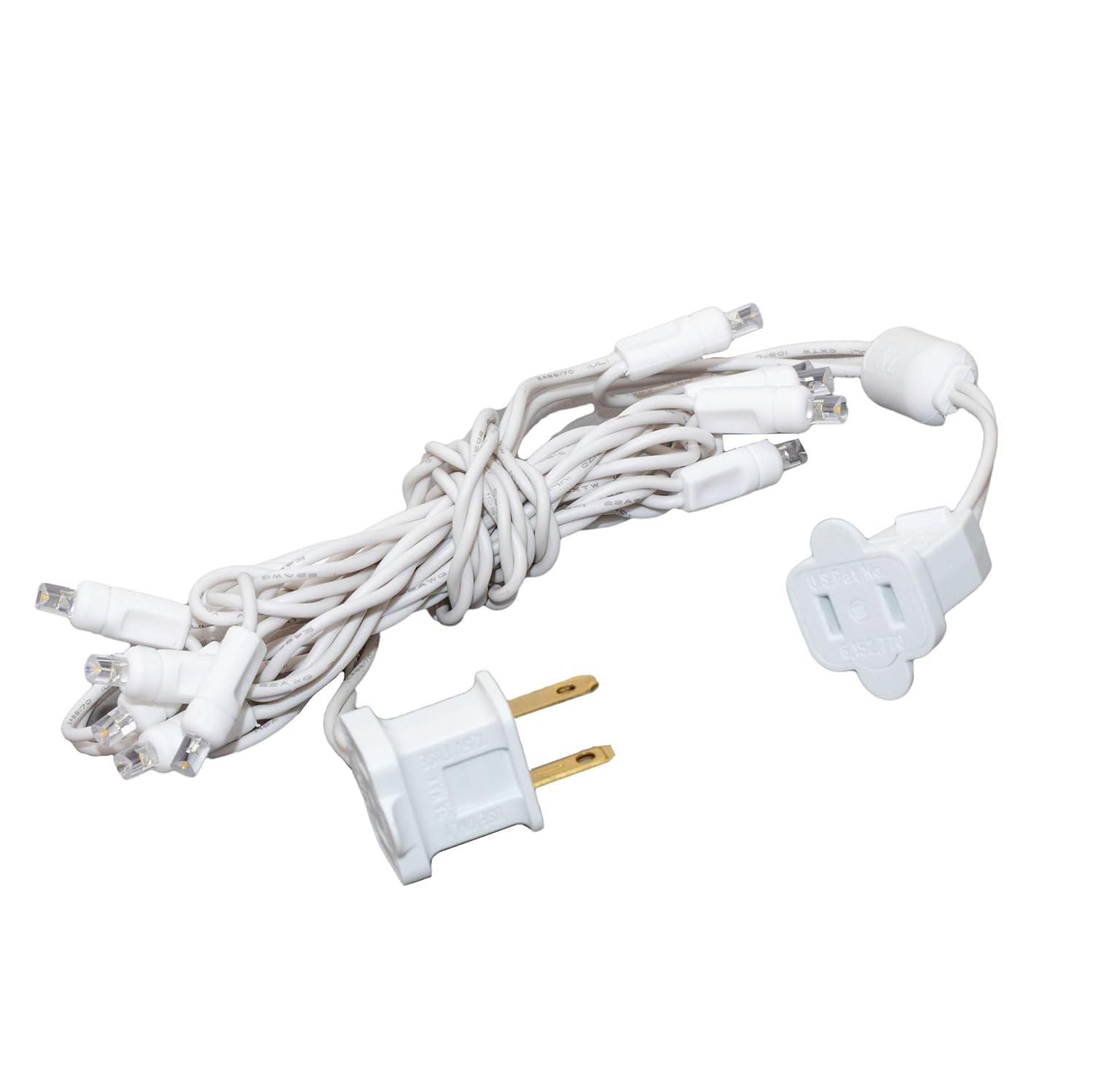 Novelty Lights 10 Light Warm White LED Christmas Craft Mini Light Set Connectable (White Wire, 5 Feet)