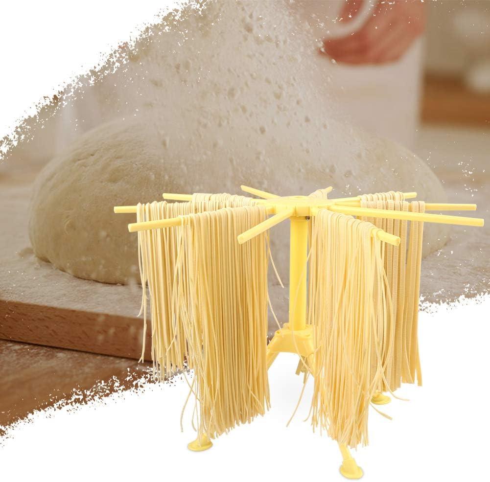 Collapsible Pasta Drying Rack, Yellow, 10 Bar Handles, Easy Storage