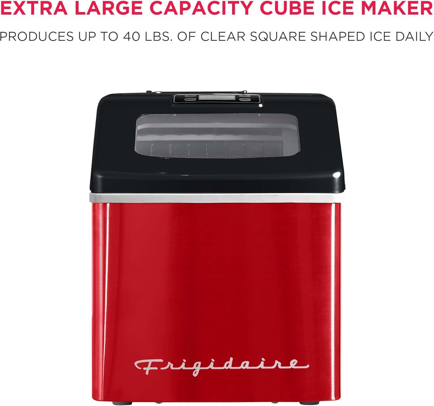 Frigidaire Frigidaire Countertop Stainless Steel Ice Maker with Transparent Window, Clear Ice Cube Maker, 40 lbs.