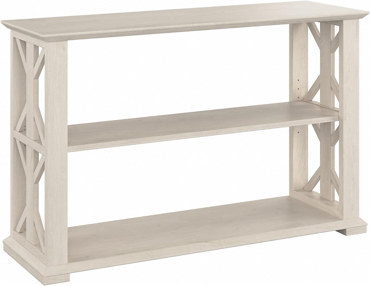 Homestead Console Table with Shelves in Linen White Oak - Engineered Wood
