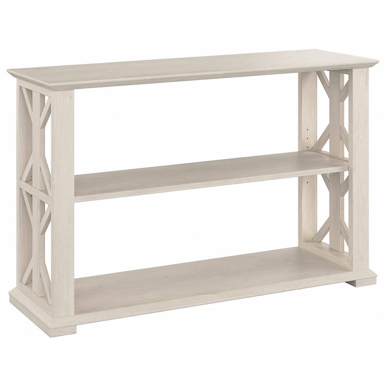 Homestead Console Table with Shelves in Linen White Oak - Engineered Wood