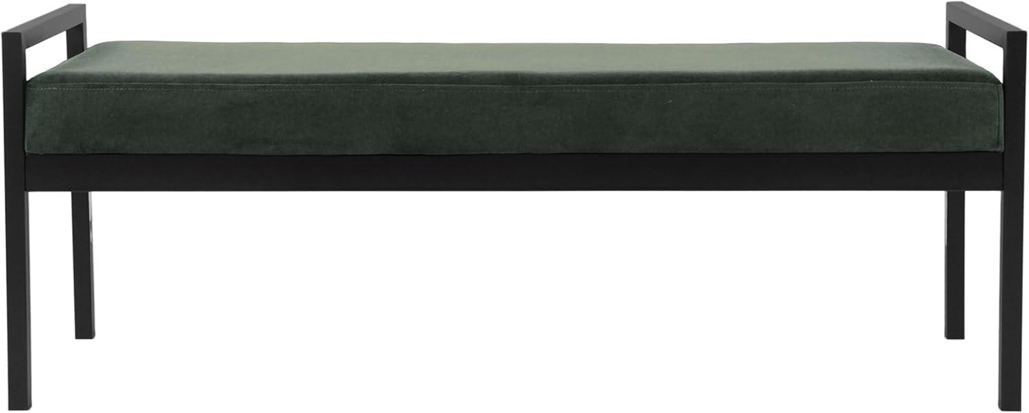 HomePop Modern Metal Bench Loden Green: Upholstered Rectangle for Entryway, End of Bed