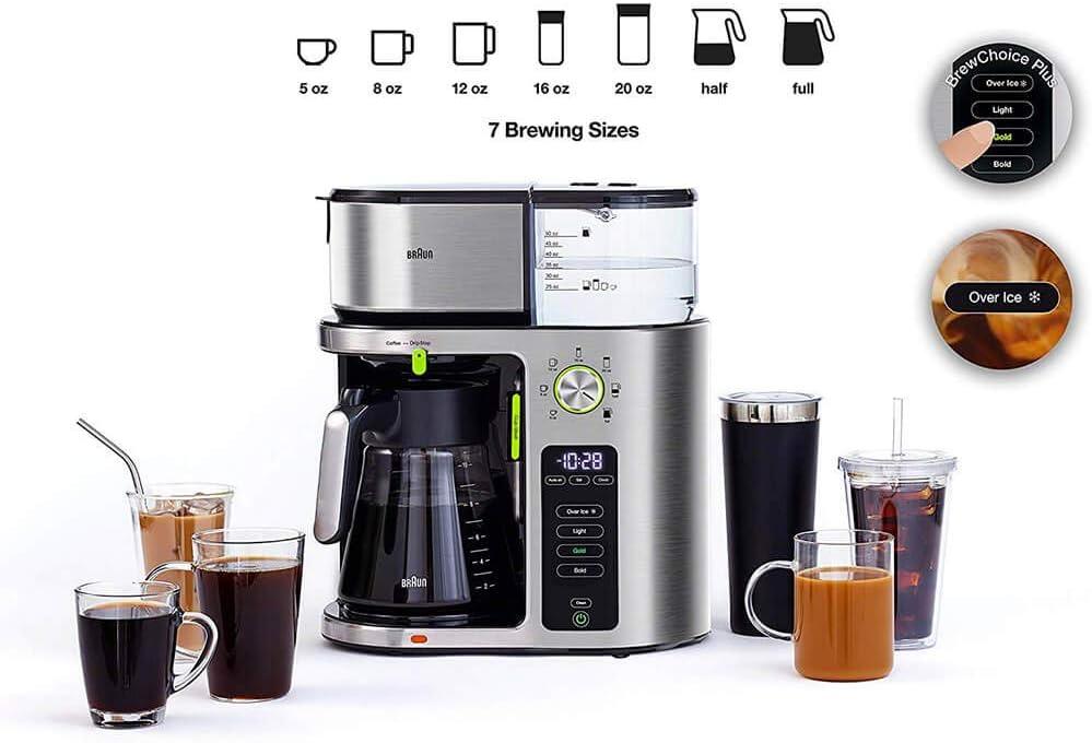 Braun 10-Cup MultiServe SCA Certified Coffee Maker with Internal Water Spout and Glass Carafe in White