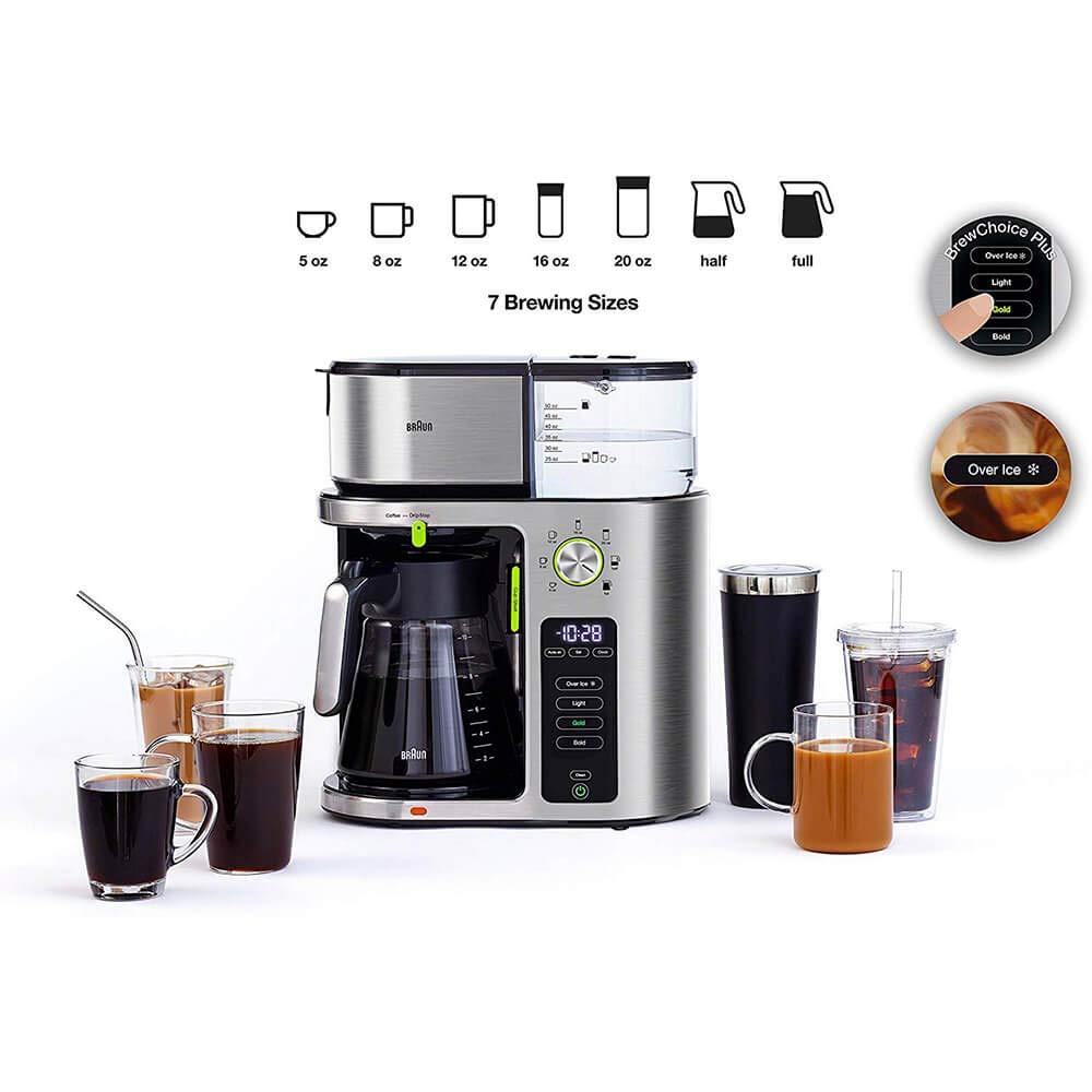 Braun 10-Cup MultiServe SCA Certified Coffee Maker with Internal Water Spout and Glass Carafe in White