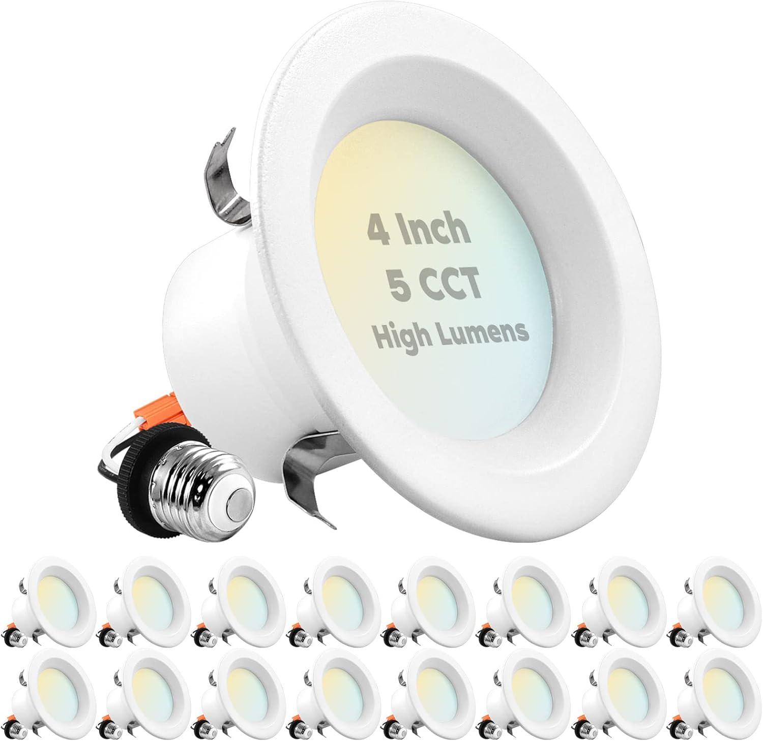 4" High Output Selectable CCT Remodel IC LED Retrofit Recessed Can Light