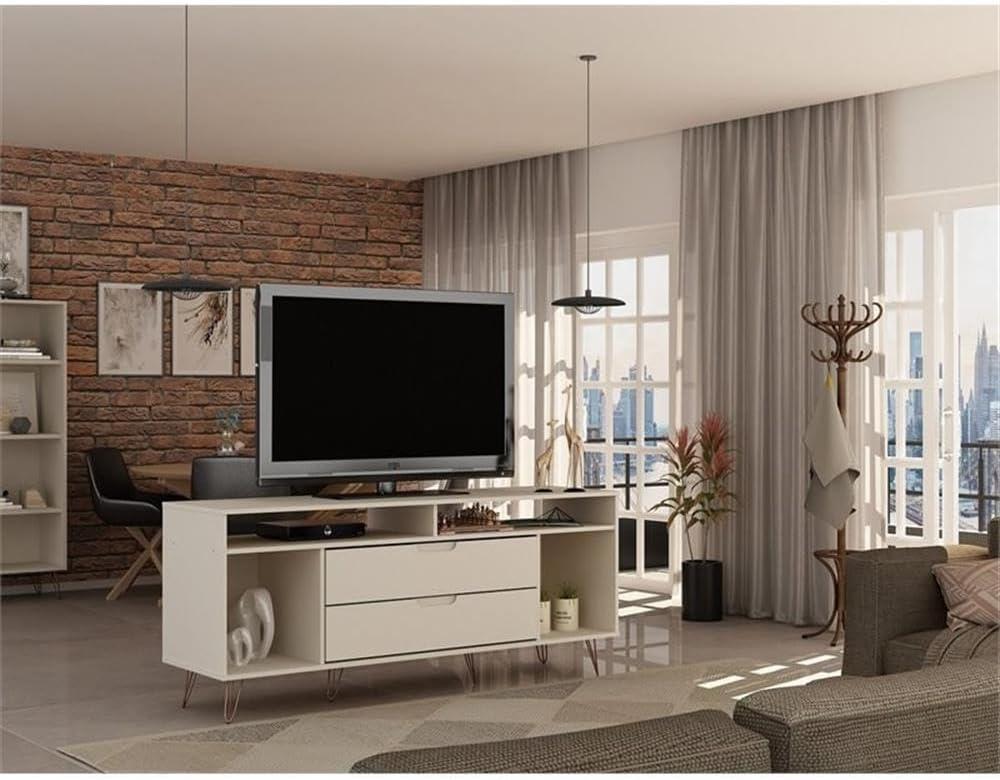 Rockefeller 62.99 TV Stand with Metal Legs and 2 Drawers