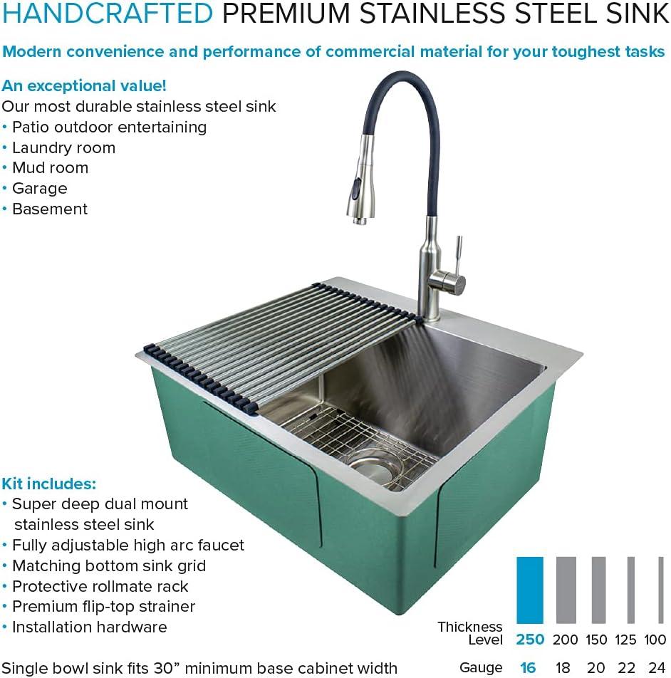 25'' L x 22'' W Laundry Sink with Faucet