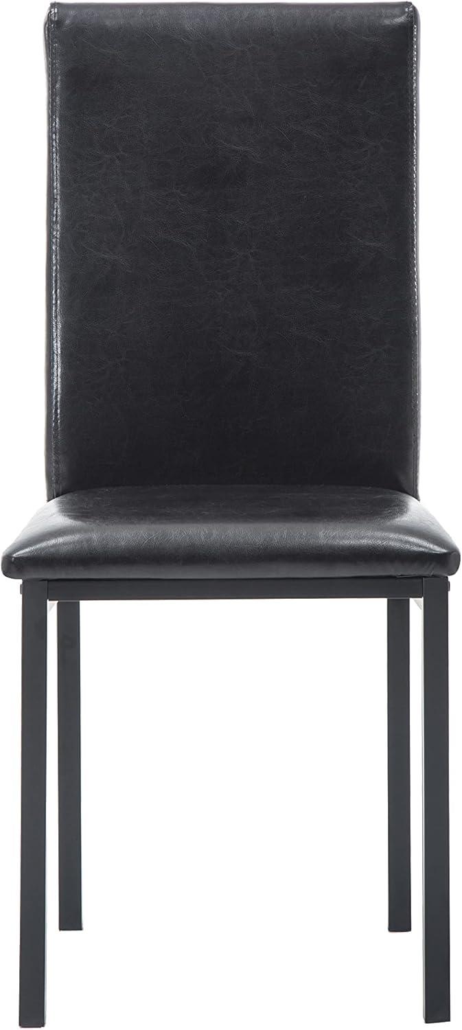 Set of 4 Arjen Dining Chairs Black - Boraam: Faux Leather, Metal Frame, Contemporary Style