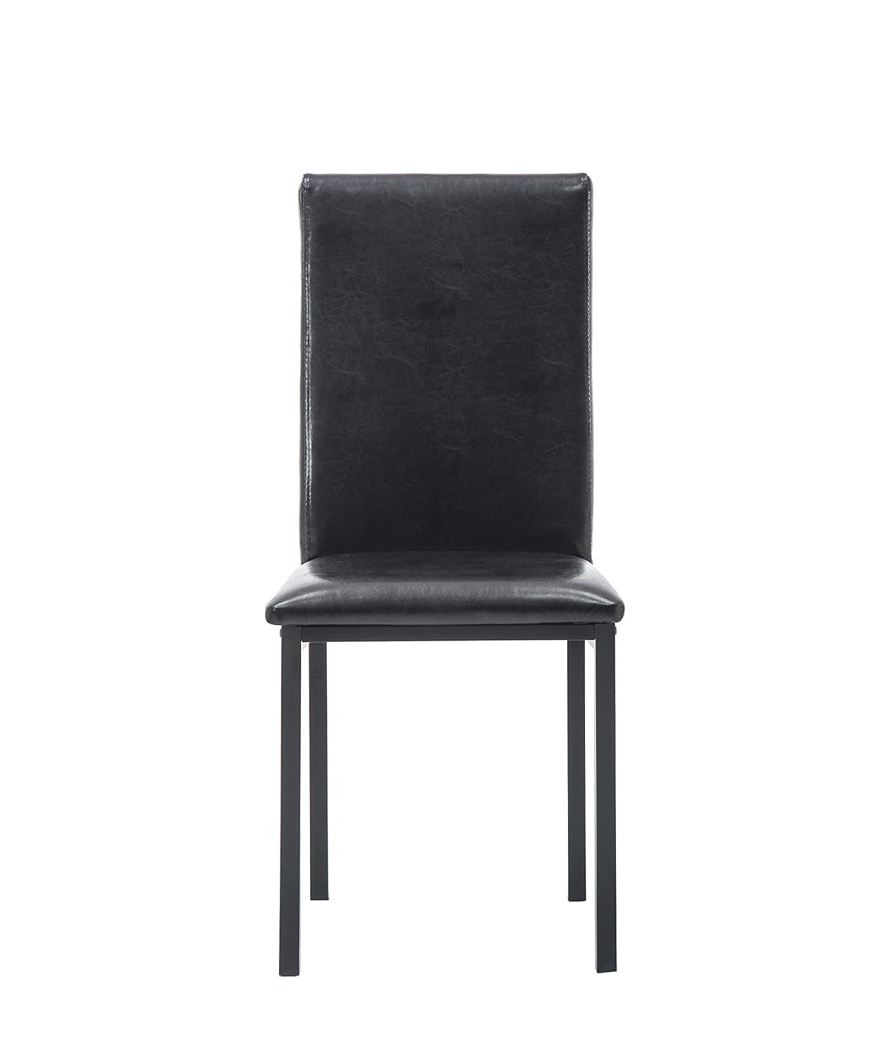 Set of 4 Arjen Dining Chairs Black - Boraam: Faux Leather, Metal Frame, Contemporary Style