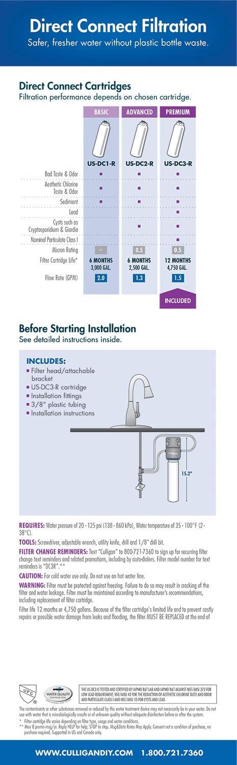 Culligan White Under Sink Carbon Water Filtration System