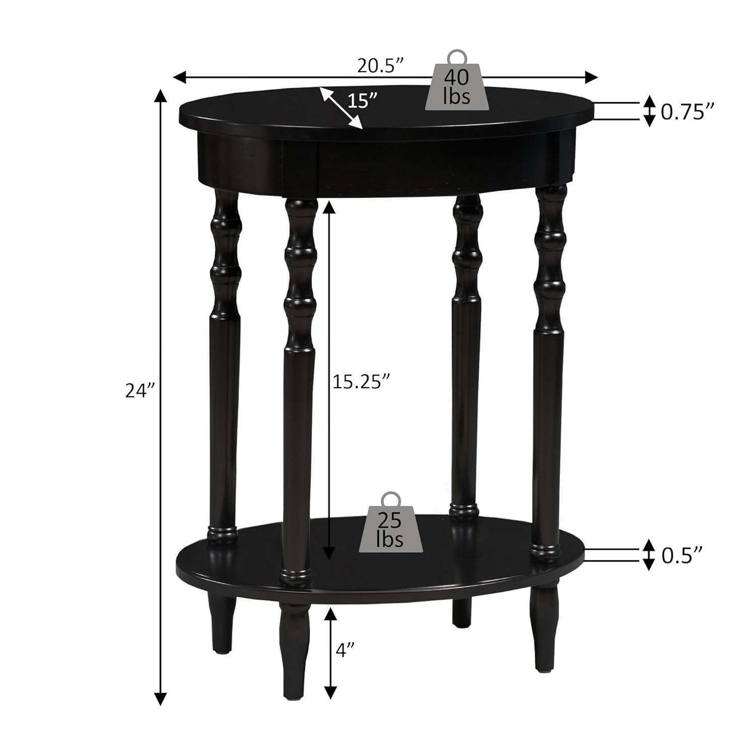 Classic Brandi White Oval End Table with Shelf