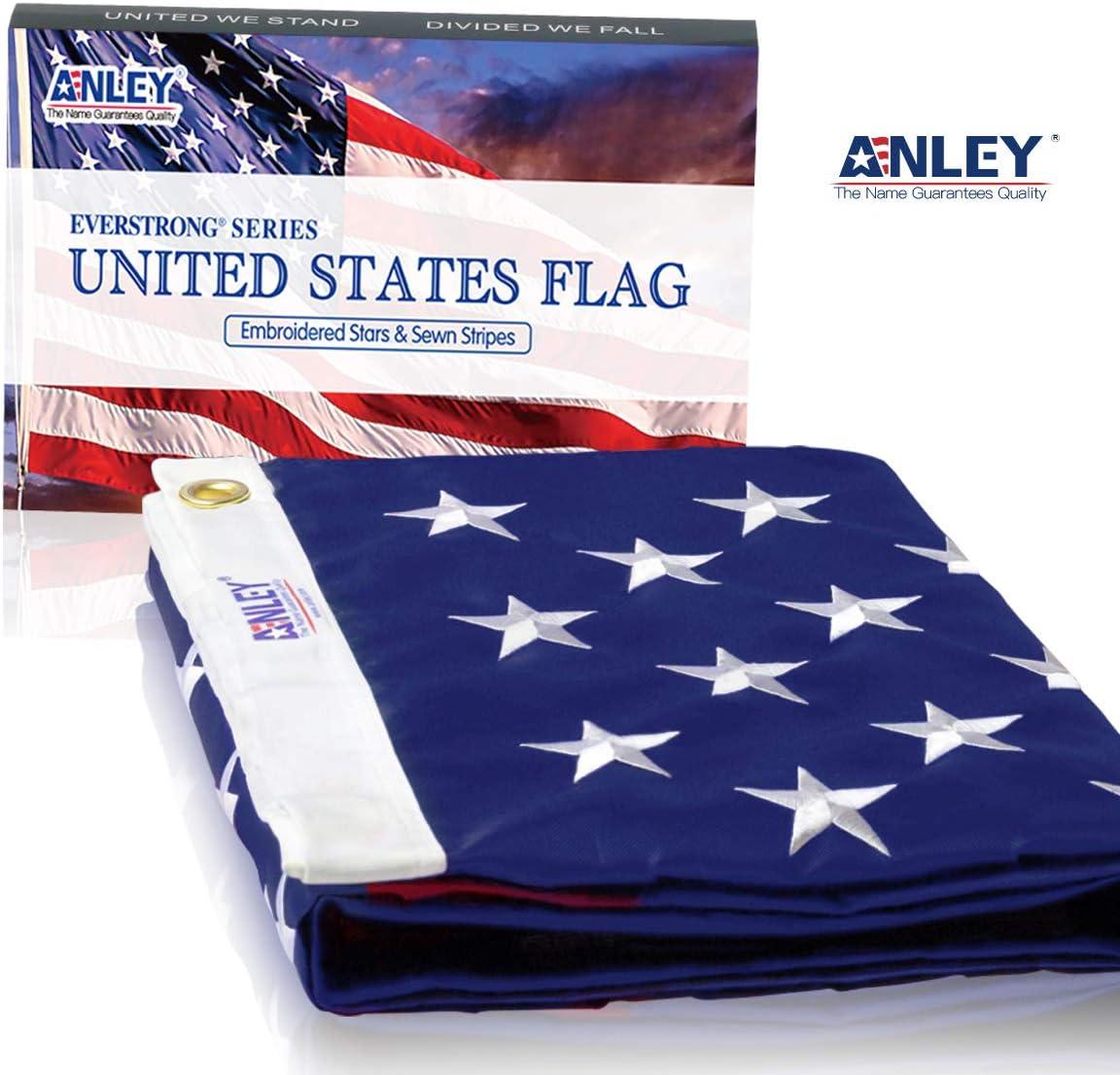 Anley 4x6 foot American Flag US Flags - Embroidered Stars USA Banner Flags Nylon