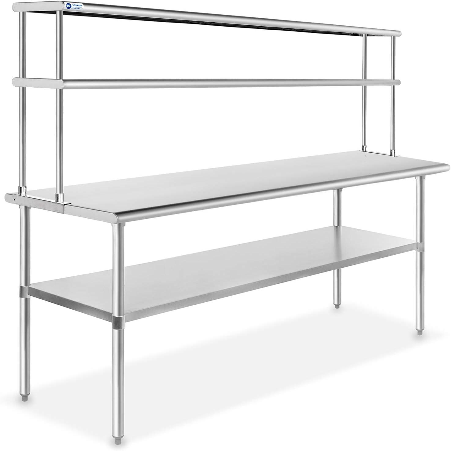 30" D x 34.5" H Stainless Steel Prep Station with Undershelf and Double Overshelf