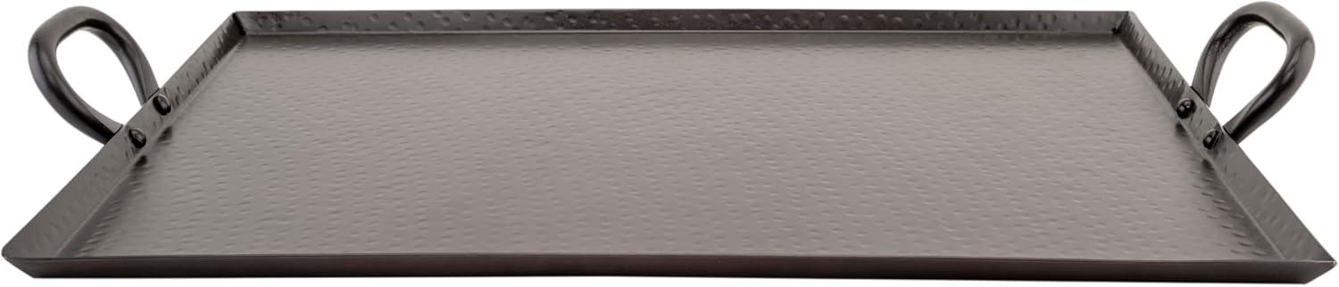 G.E.T. Heavy-Duty Metal Serving / Ottoman Tray with Handles, 19" x 15", Hammered Bronze