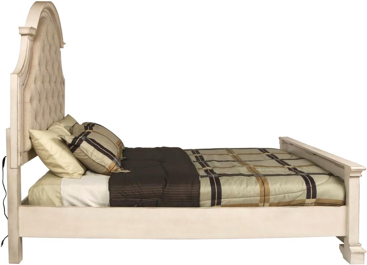 New Classic Furniture Anastasia Traditional Wood King Bed in Ant White