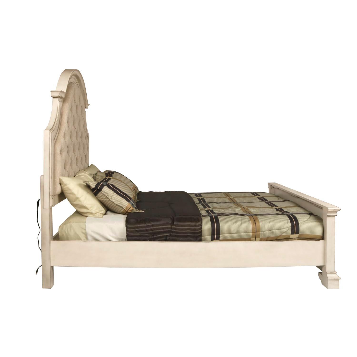 New Classic Furniture Anastasia Traditional Wood King Bed in Ant White