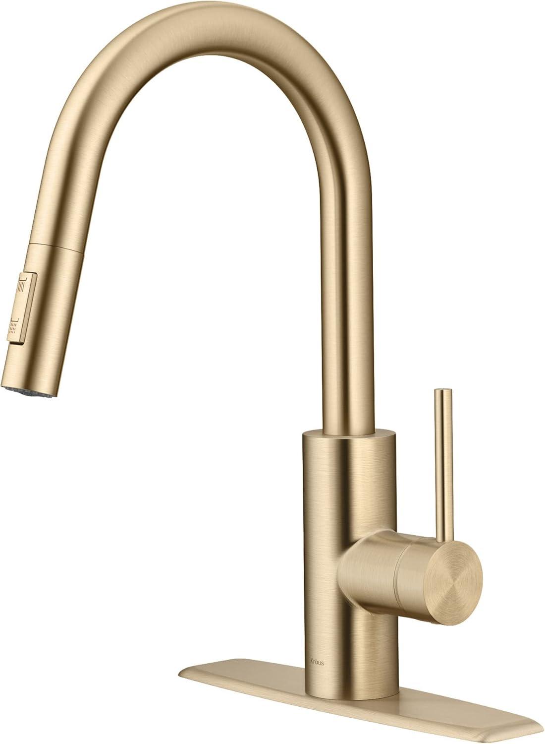 KRAUS Oletto Single Handle Pull Down Kitchen Faucet with QuickDock Top Mount Installation Assembly