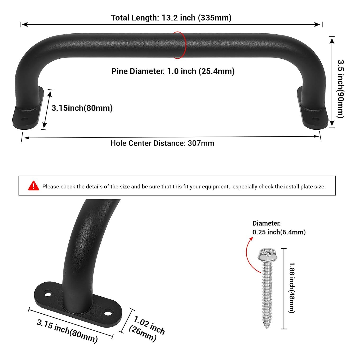 13'' Black Metal Playground Safety Handles Pack of 2 - Playset Handles, Swing Set Grab Handle, Playhouse Grab Bar, Hand Grip for Jungle Gym, Home Gym, Treehouse