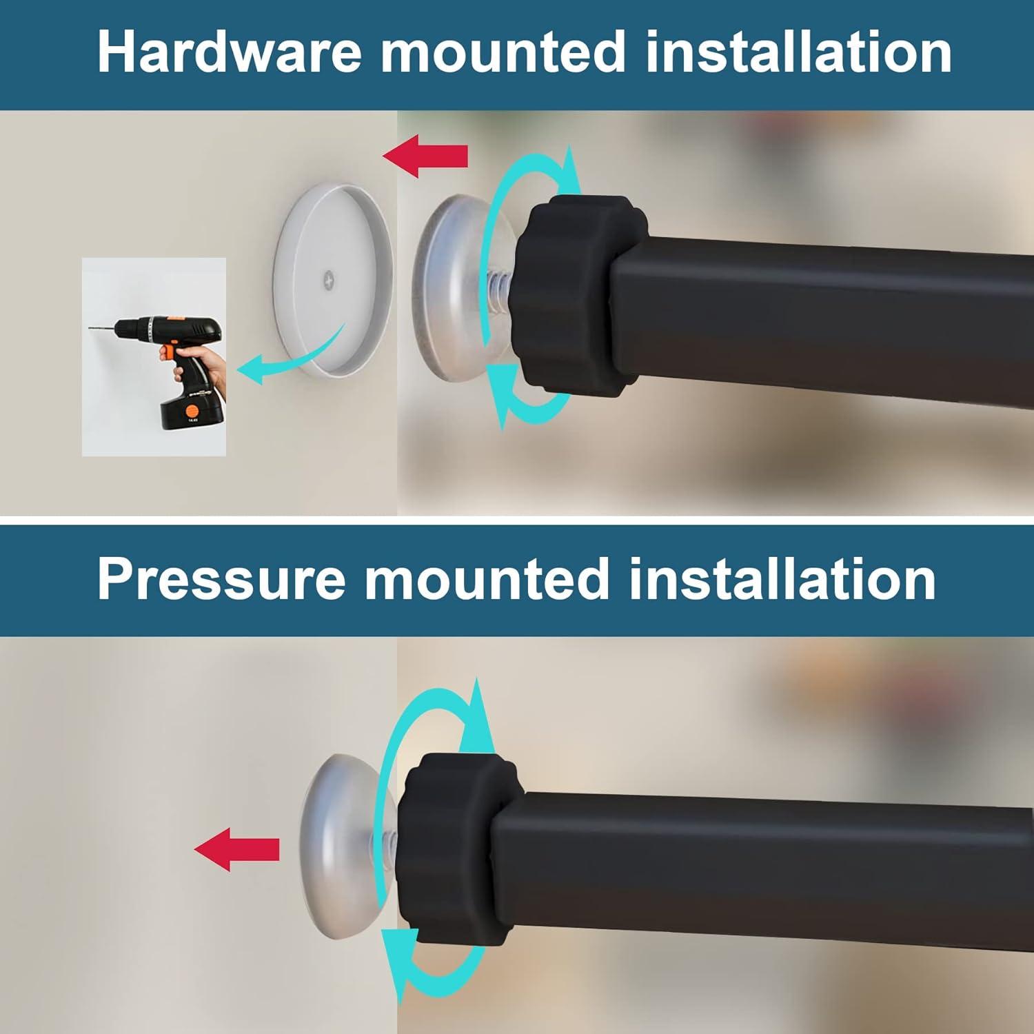 Baby Gates with Cat Door - Auto Close 29.5"-48.4" Safety Metal Dog Pet Gate for Doorway, Stairs, House, Walk Through Child Gate with Pet Door, includes 4 Wall Cups and 2 Extension Pieces
