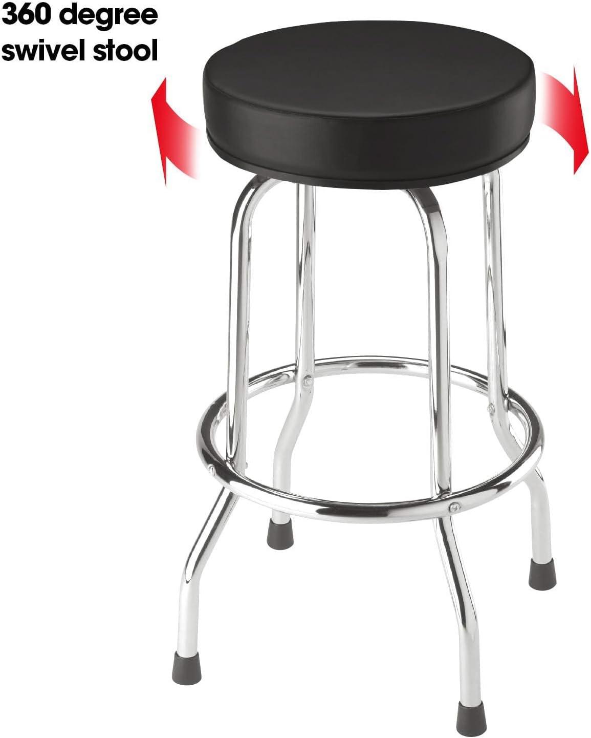 Black Padded Swivel Bar Stool with Chrome Legs